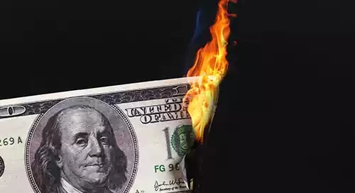Money on fire